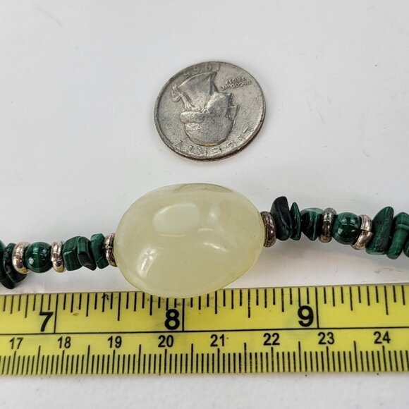 TC 20 Mexico Sterling Silver 925 Jade and Malachite Necklace 16 in Toggle Clasp - Picture 11 of 11